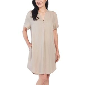 Hilary Radley Stone Beige‎ Tencel Shirt Dress Size Large